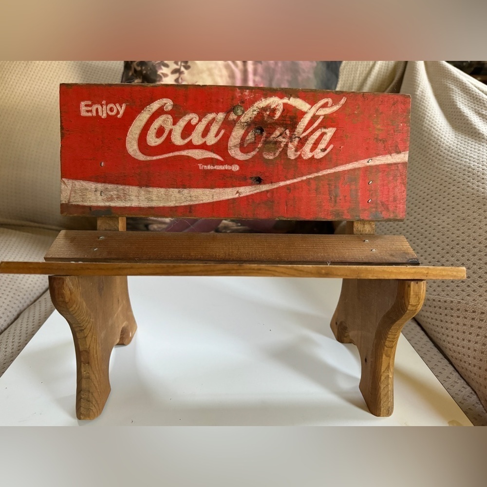 Vintage Coca-Cola Handmade Bench Wood  Doll Bench